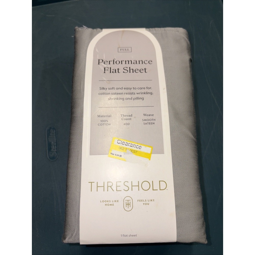 Full 400 Thread Count‎ Performance Flat Sheet Classic Gray - Threshold: Cotton